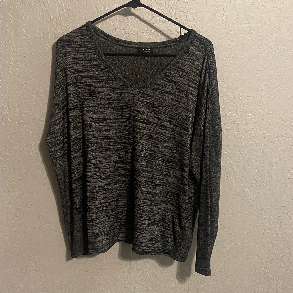 a.n.a Women's V-Neck Sweater - Charcoal Mix